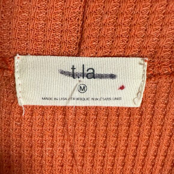 Anthropologie T.La Orange Waffle Knit Mock Neck Asymmetric Sweater M - Picture 6 of 7